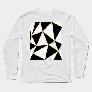 Black and White Pattern Yellow lines. Long Sleeve T-Shirt